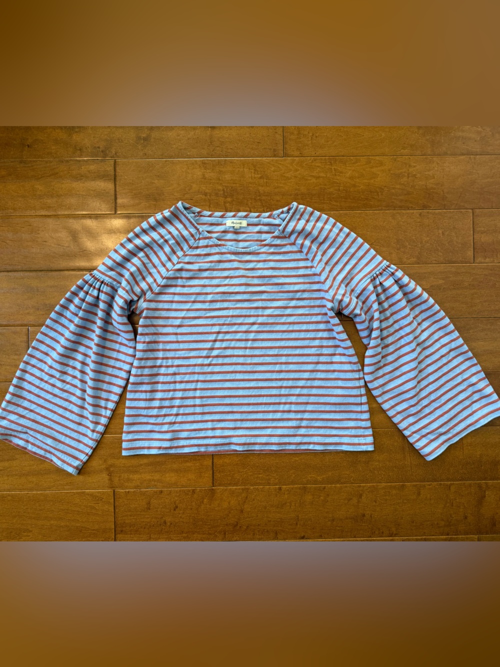 Madewell Boatneck Striped Flare Sleeve Long Sleeve T Shirt Size Large
